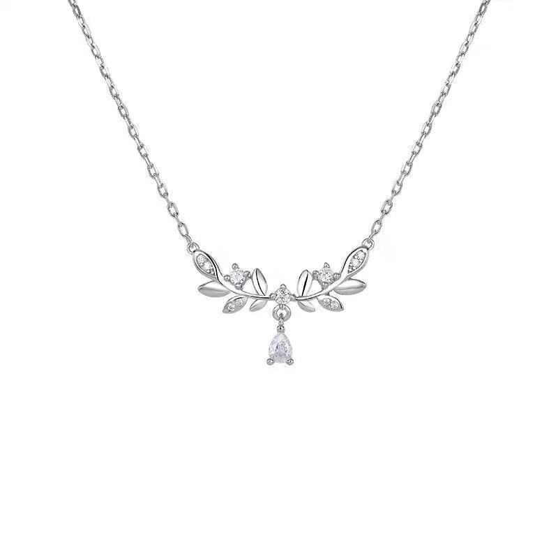 Wheat Ear Necklace Women'S Light Luxury Cold Wind Collarbone Chain Diamond-Encrusted Jewelry Premium Durable Quality