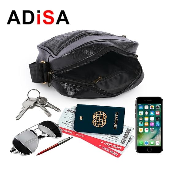 ADISA Faux Leather Unisex Sling Cross Body Travel Office Messenger Bag (MS9012-BLA)