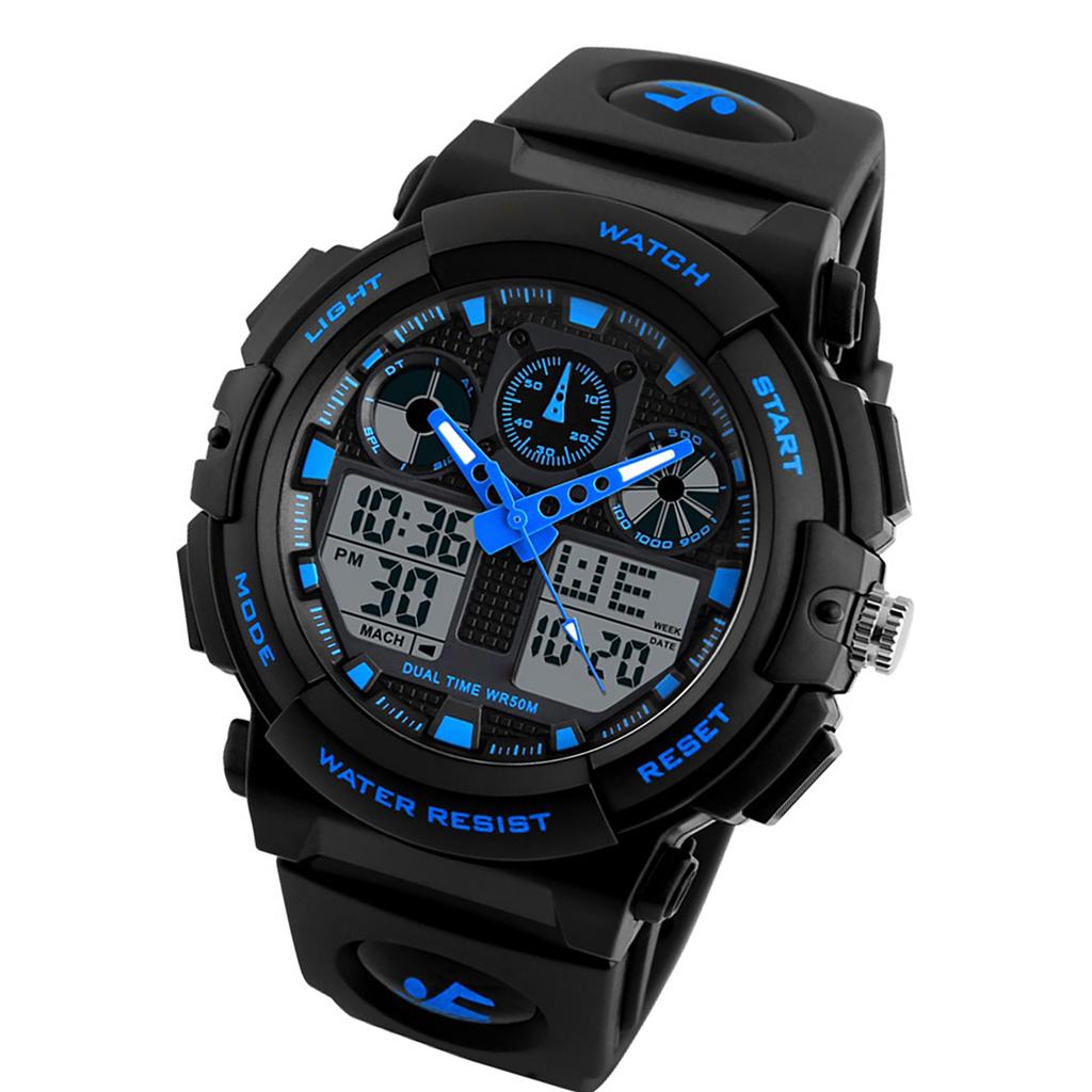   1270 Quartz Digital Electronic Men Watch Fashion Casual Outdoor Sports Male Wristwatch Dual Time Date Week Stopwatch Alarm 5  Waterproof Lumin