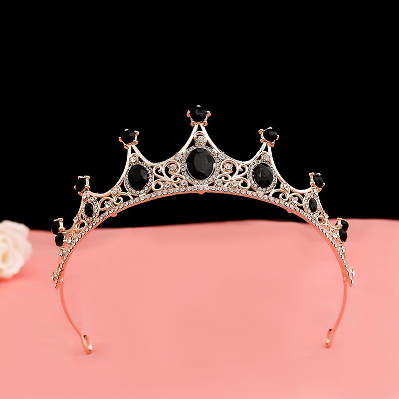 Black Baroque Crown Tiara Bride Eighteen Female Bar Mitzvah Birthday Princess Crown