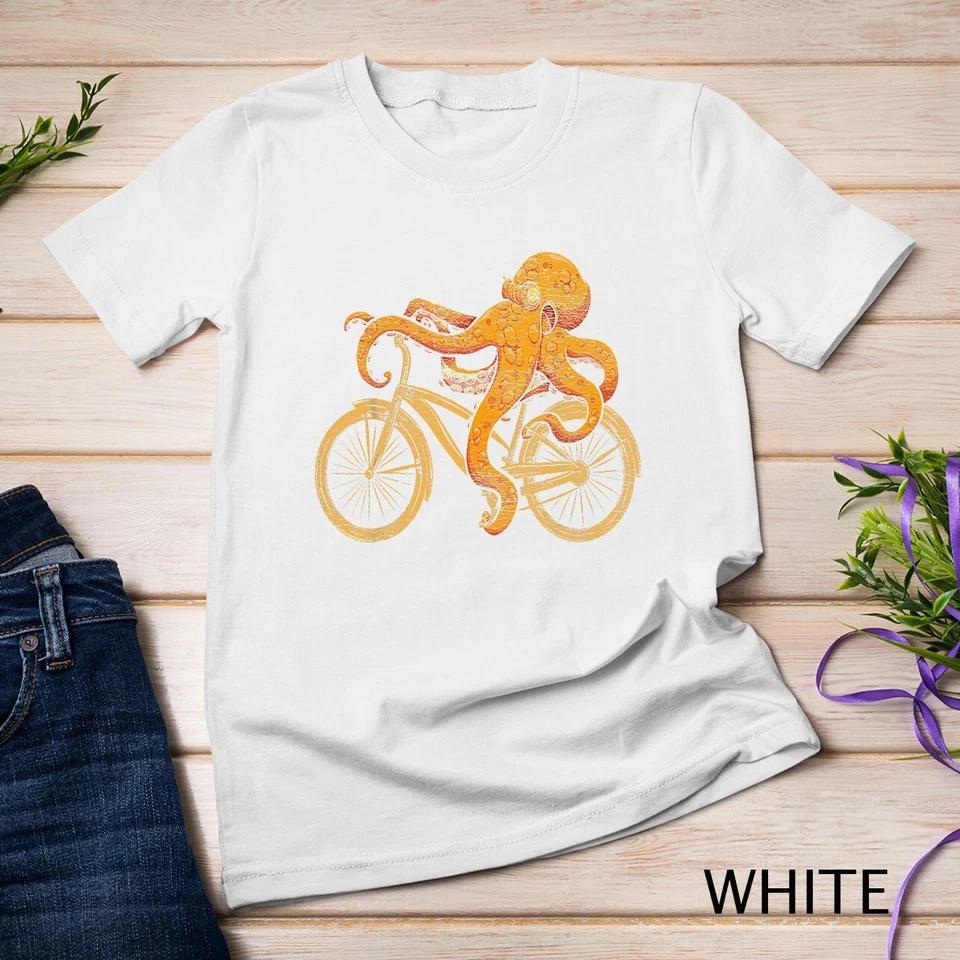 Octopus Riding Bicycle Octopus T-Shirt Unisex T-shirt 6 2XL