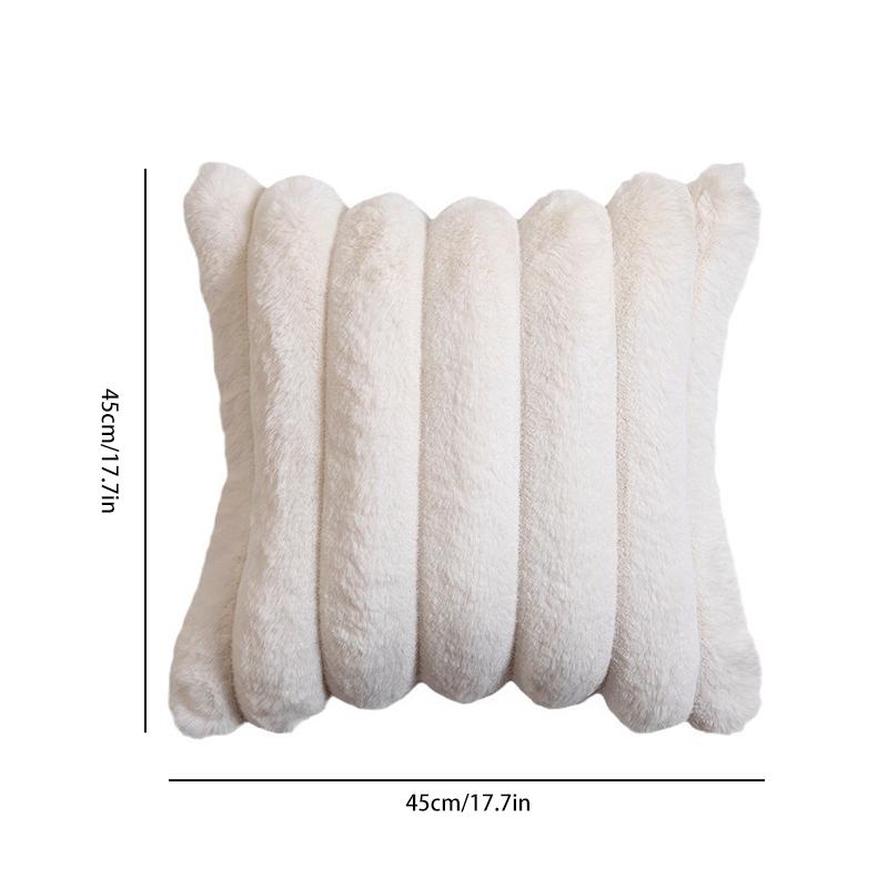 Faux Fur Pillow Covers Cozy Gentle Striped Ornamental Throw Pillow Covers Velvet Empty Pillowcase Cushion Case For Sofa Couch