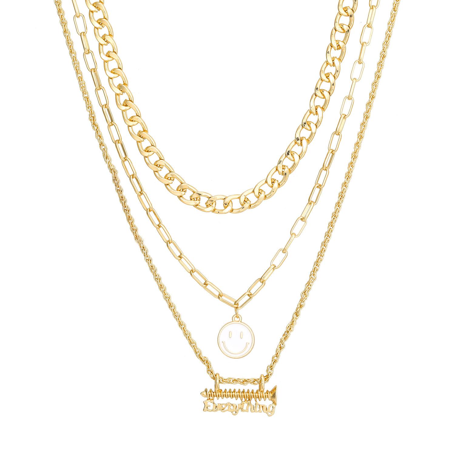 

And Unique Chic Smiley Face Necklace For Women With Colorful Alloy Design Elements білий