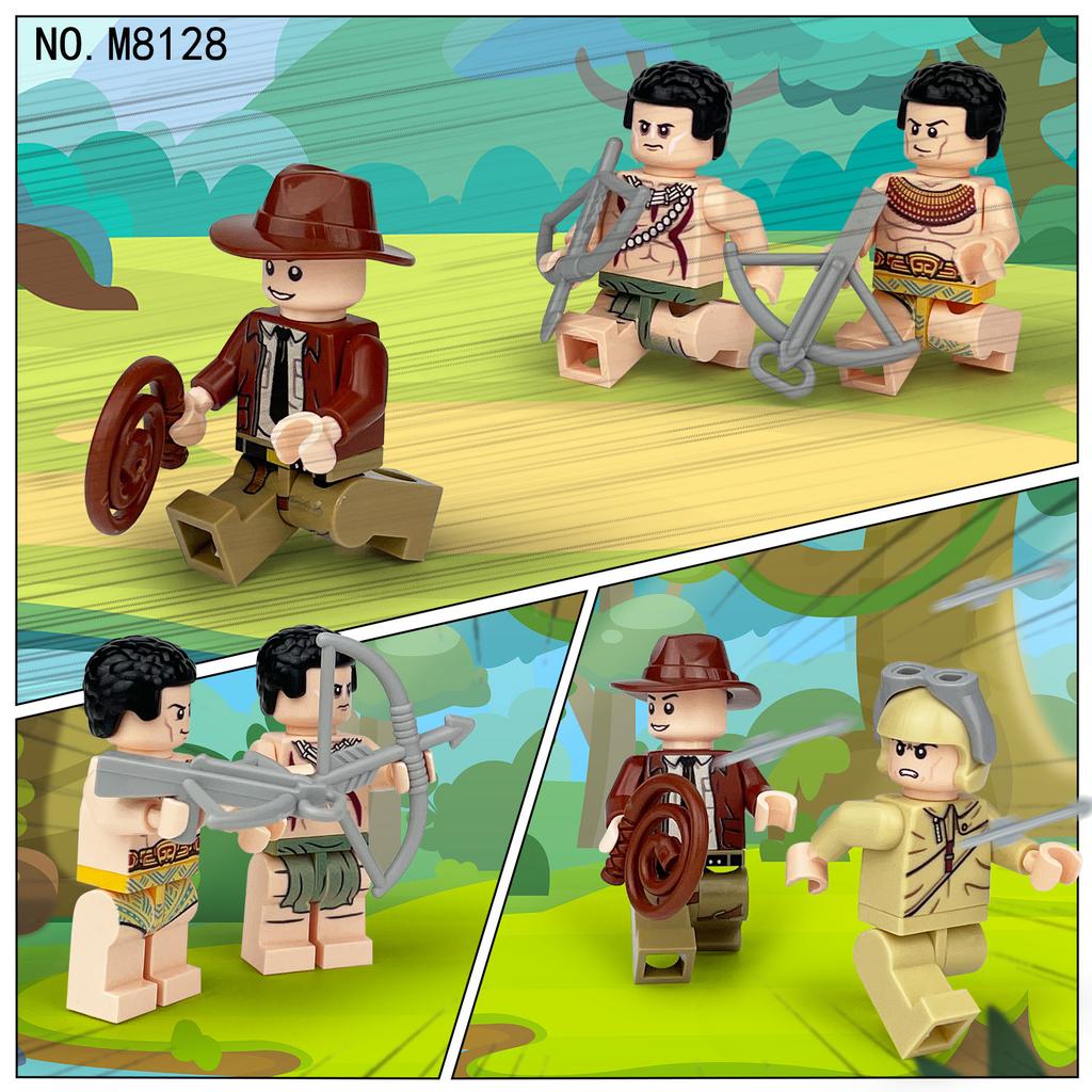 M8128 Adventure Raiders Building Block Doll Adventure Tribe Doll Small Particle Assembly Toy Bag