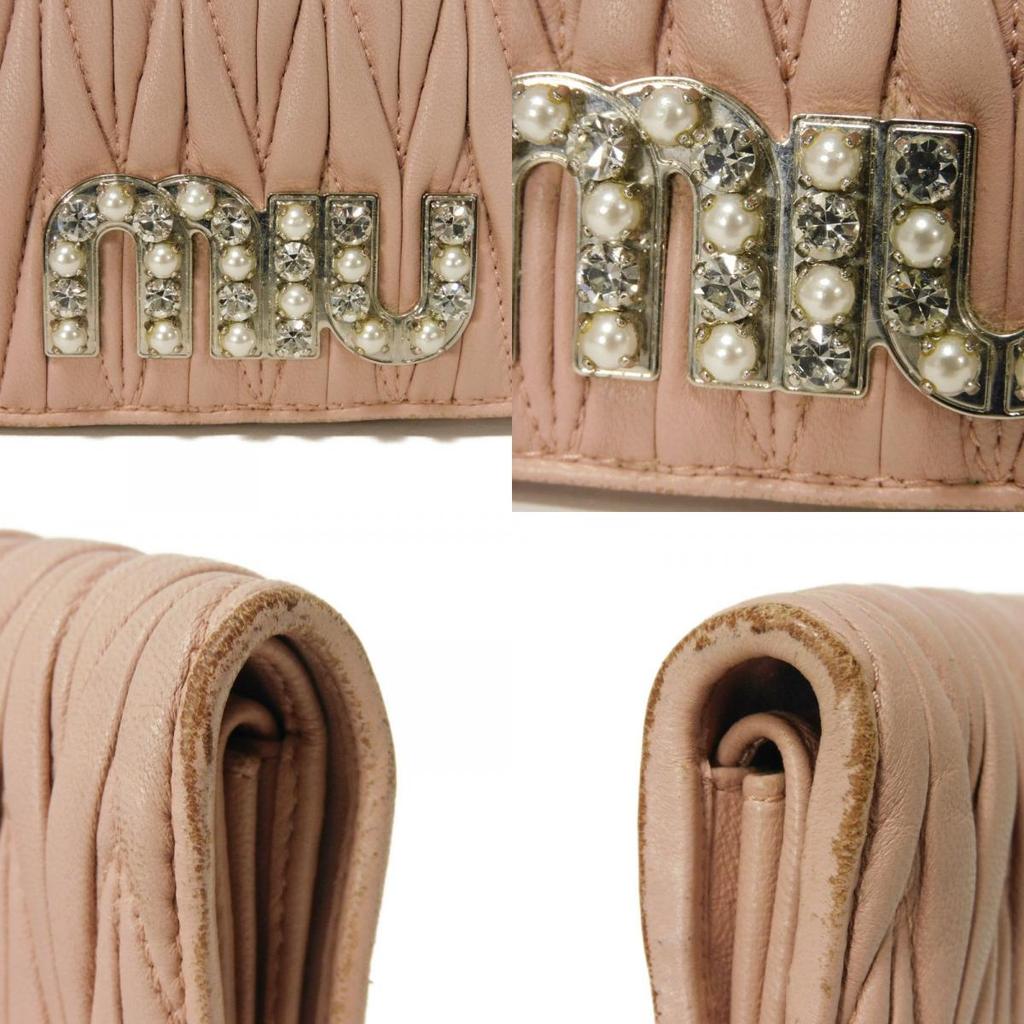 Used Matelasse Compact Wallet 12166 5MV204 2BSQ F0615 7941 with MIU Crystal Pearl Orchid from Japan AUTHENTIC