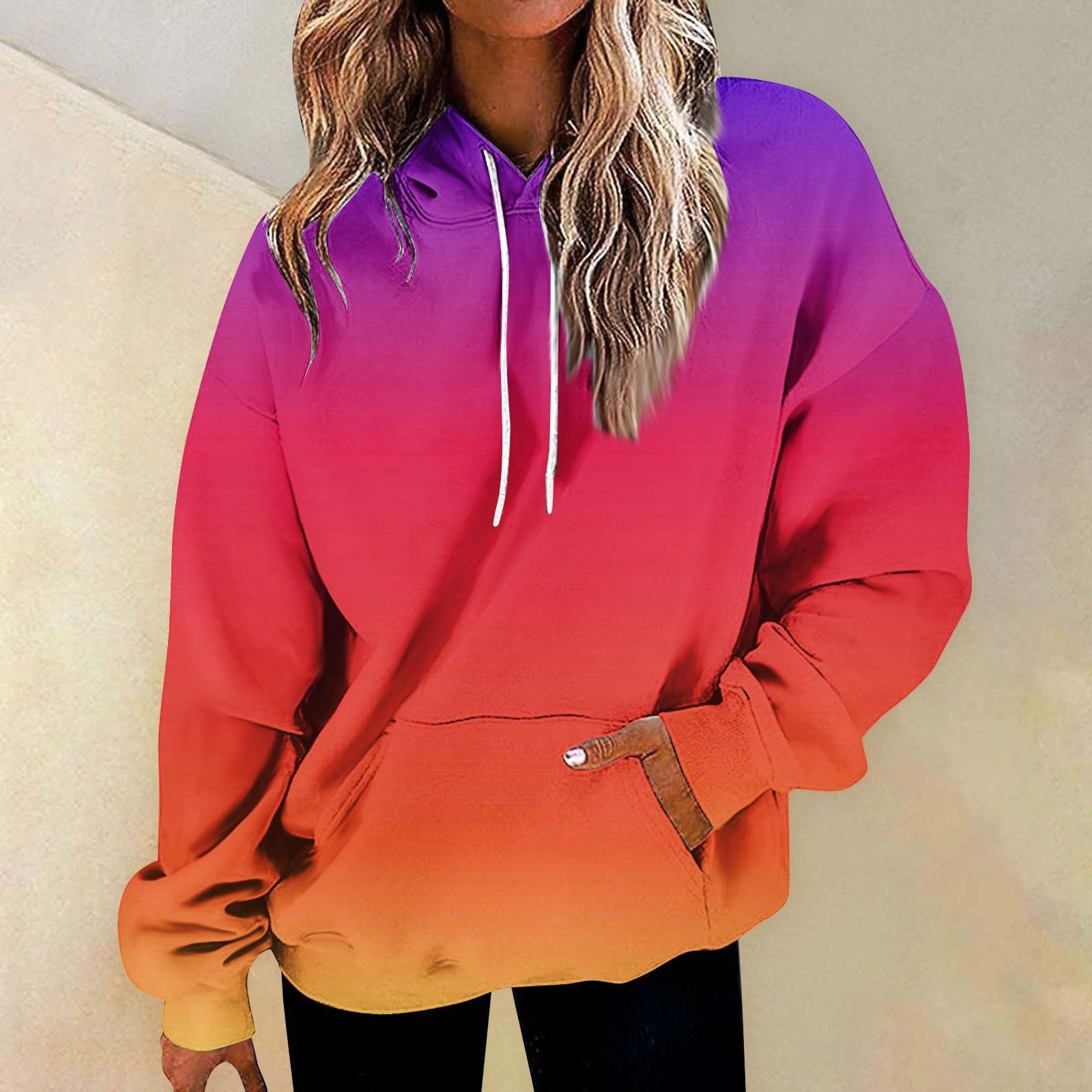 

Женская мода Повседневные Универсальные Повседневные толстовки с круглым вырезом Графика Повседневные с длинным рукавом Градиент Лоскутная верхняя одежда с принтом Толстовки XXXXL оранжевый