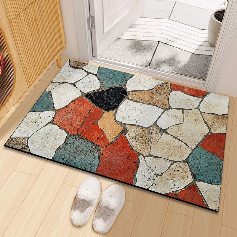 Graffiti Blok Kolorów Odporna na Brud Odporna na Ścieranie Mata Pod Drzwi Wejściowe Pogrubiona Jedwabna Mata Podłogowa Można Przyciąć na Matę Podłogową Wejściową do Domu