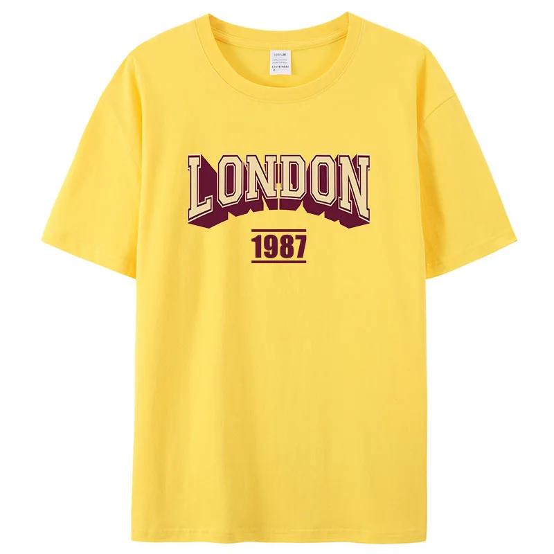 Men T-shirt Men's London 1987 Vintage T-shirt Sport 100% Cotton Printed Oversized Tees for Men Women Sportswear Tops