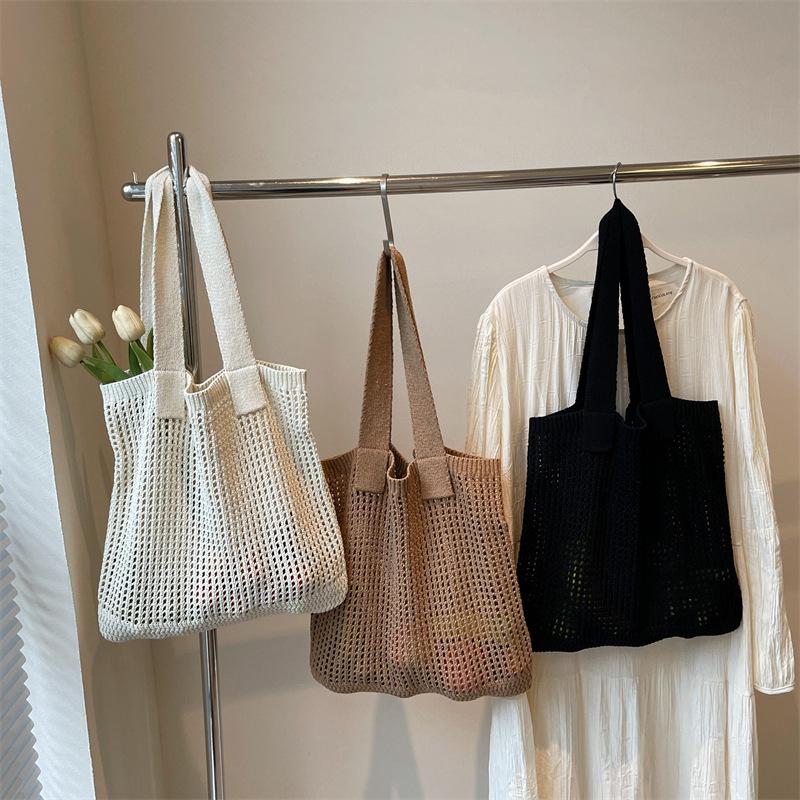 Women Shoulder Bags Large Capacity Crochet Tote Bag Fashion New Knitting Handbags Female Hollow Woven Shopping Bag