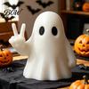 Durable Ghost Figurine for Shelf Halloween with Peace Sign, Spooky White Whimsical Statue Statue, Cute Tabletop Ornament Shelf, Party Gift Ornaments