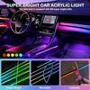 Acrylic Interior Car LED Lights with Wireless APP 6 In 1Ambient Lighting Kits Fiber Optic Strip LEDs 16 Million Colors Musicand