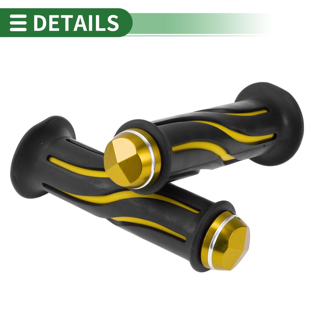 BULLSPANN Universal Motorcycle Hand Grip Cover Non-slip Aluminum Alloy Rubber Handlebar Grip Motorcycle Scooter Yellow 1 Pair 22mm 24mm
