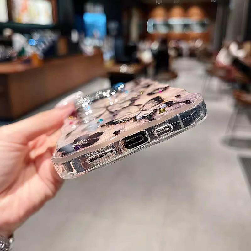 TPU Full Cover Phone Case IPhone 16 Pro Max 15 14 13 With Oil Painting Butterfly Design Anti Drop
