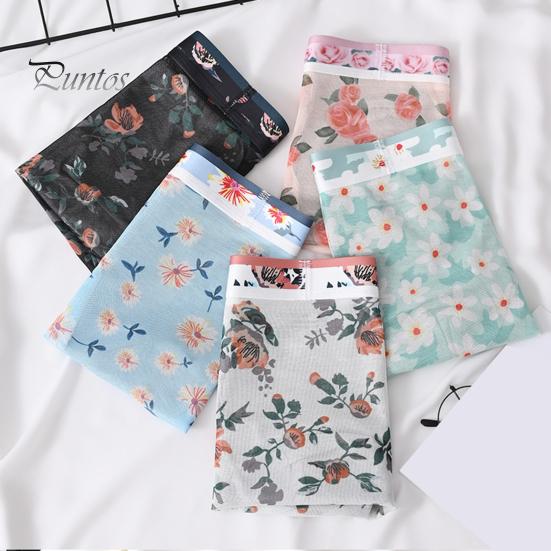 Boksere for menn Ultratynt mesh-trykt mellom midje Hurtigtørkende fukttransporterende Plus Size Homewear Sleep Shorts Sommerunderbukser