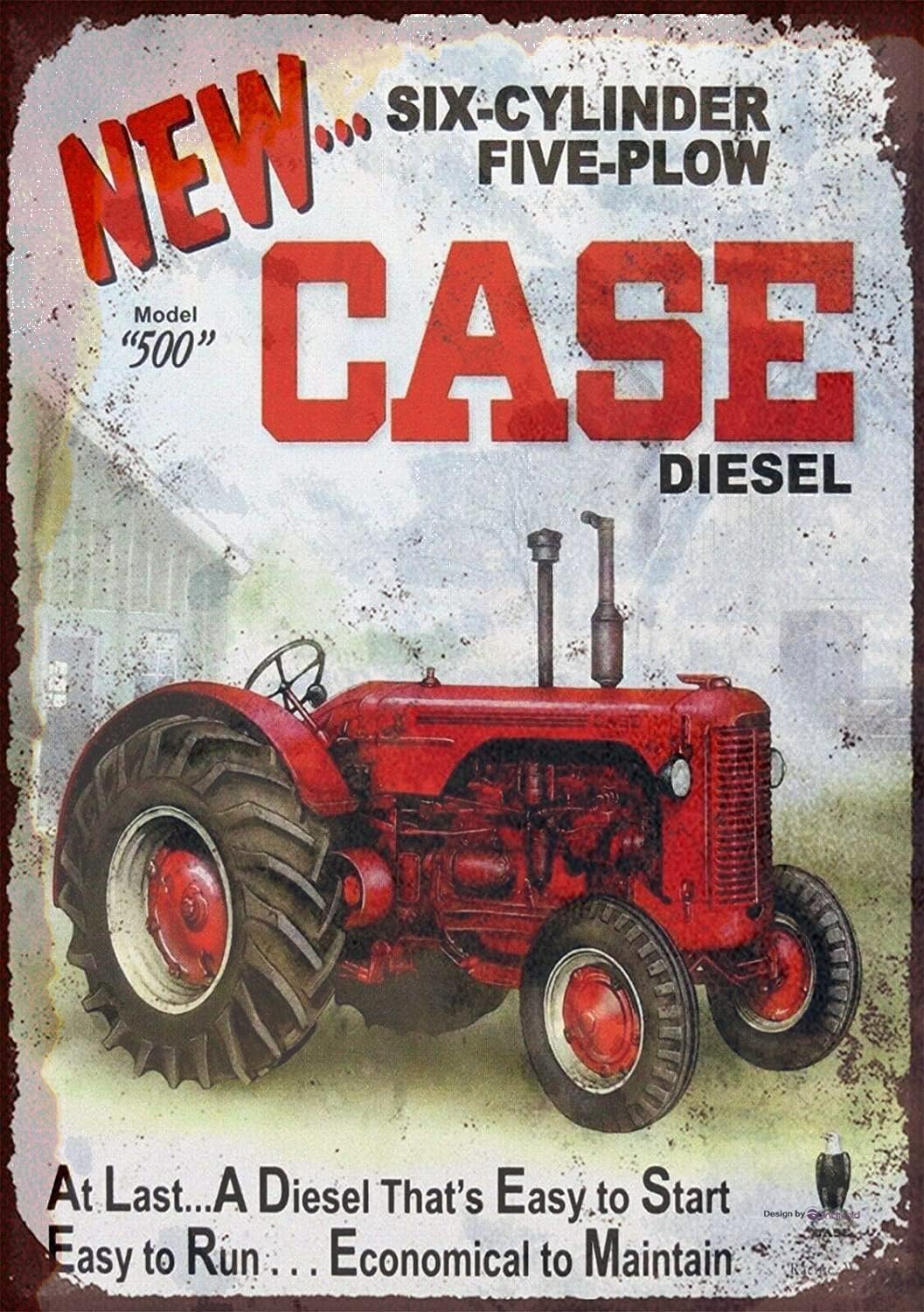 Eletina Tin Sign New Case Tractor Metal Vintage Art Poster Plaque Garage Home Wall Decor  Sign 20x30cm（7.8x11.8inch）