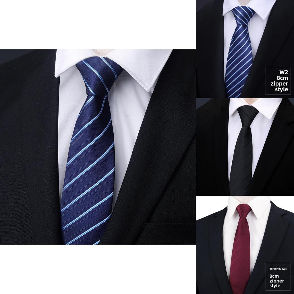 Men Kids Striped Pattern Tie With Zipper Closure For Formal Ceremonies