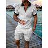 2025 summer men's 3D digital printing short-sleeved polo fashion sports and leisure suit foreign trade men's solid color