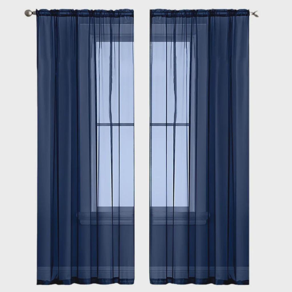 Solid Color Double String Terylene Semi-Light-Blocking Gauze Curtain