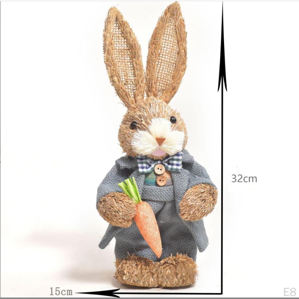 Söt Straw med morot Påsk Samlarobjekt Bonde Stående Kanin Staty Vävda Hantverk med Morötter för
