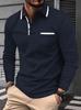 Men's New Cross-border Fashion Lapel Collage Button Men's Casual Sports Long Sleeved Polo Shirt