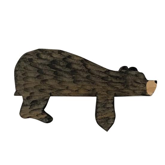 Brown Wooden Bear Door Topper Rustic Bear Shape Door Corner Frame Sign Handcrafted Sleeping Bear Statue for Home Office Bedroom Nursery Decor