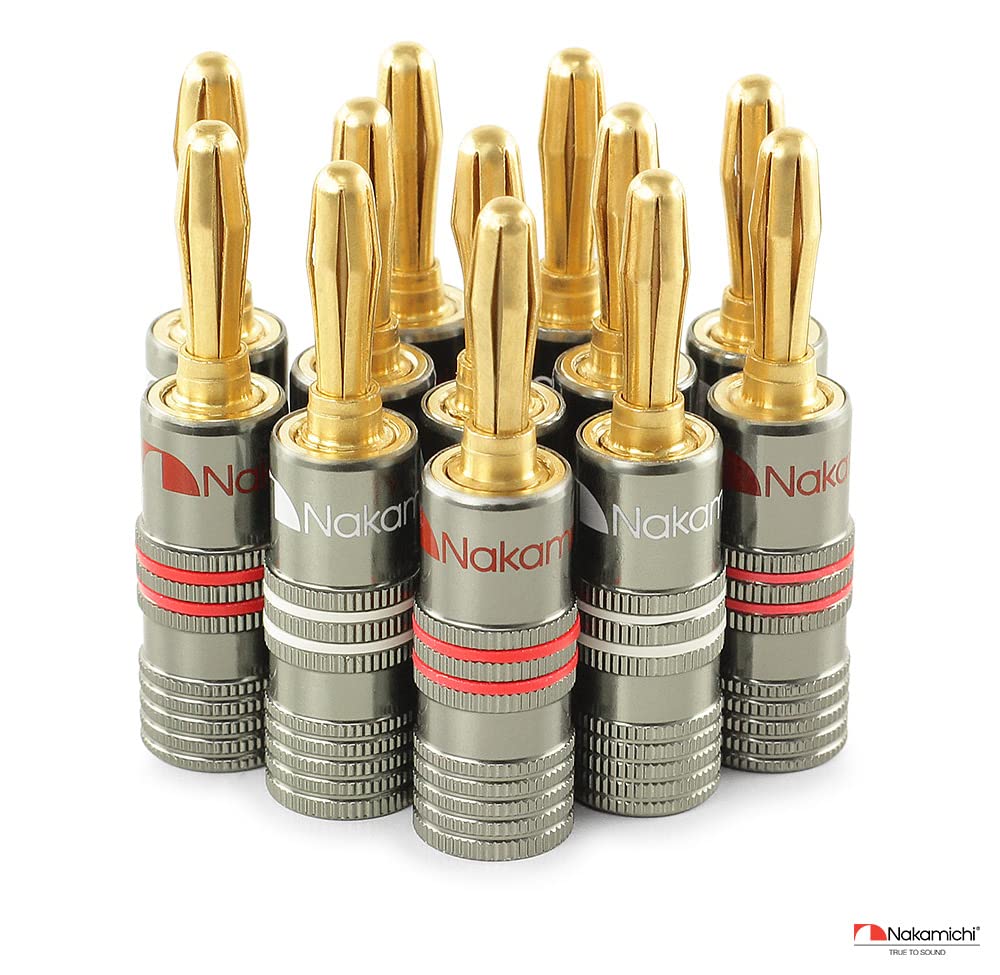 Nakamichi Ultimate Series 24K Zlatem Plátované Beryllium Měděné Banánkové Konektory Reproduktorů Tento produkt je ideální pro flexibilní připojovací kabely k