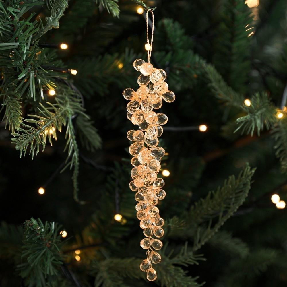 Artificial Glitter Christmas Branches Grape Christmas Crystal Pendant  DIY Craft