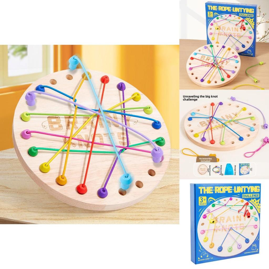Rope Puzzle Game For Kids With Wooden Material And Brain Teaser Fun For Family Play