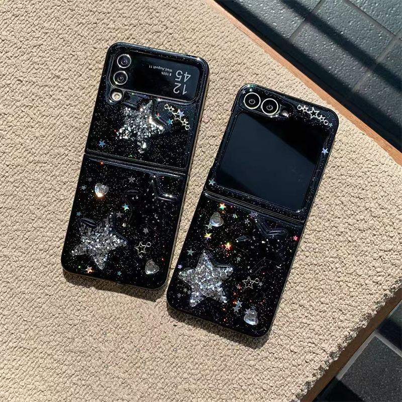 

Glitter Sequin Five-pointed Star Mobile Phone Case for South Korea for Samsung Zflip7 Folding Screen Transparent Fold6 Protective Case For Samsung ZFlip3