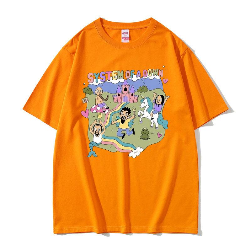Vintage System of A Down Tshirt Men Women Cotton Short Sleeve T-shirt Male Rock Music Band Cartoon Graphic T Shirts