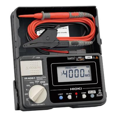 HIOKI měřič izolačního odporu, megger tester, vyrobený v Japonsku, certifikovaný JIS, digitální, 5 rozsahů, 50V, 125V, 250V, 500V, 1000V, IR4051-10