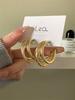 C Shaped Chunky Hoop Earrings for Women Girls Gold Double Ring Thick Geometric Drop Earrings Statement Jewelry Gift