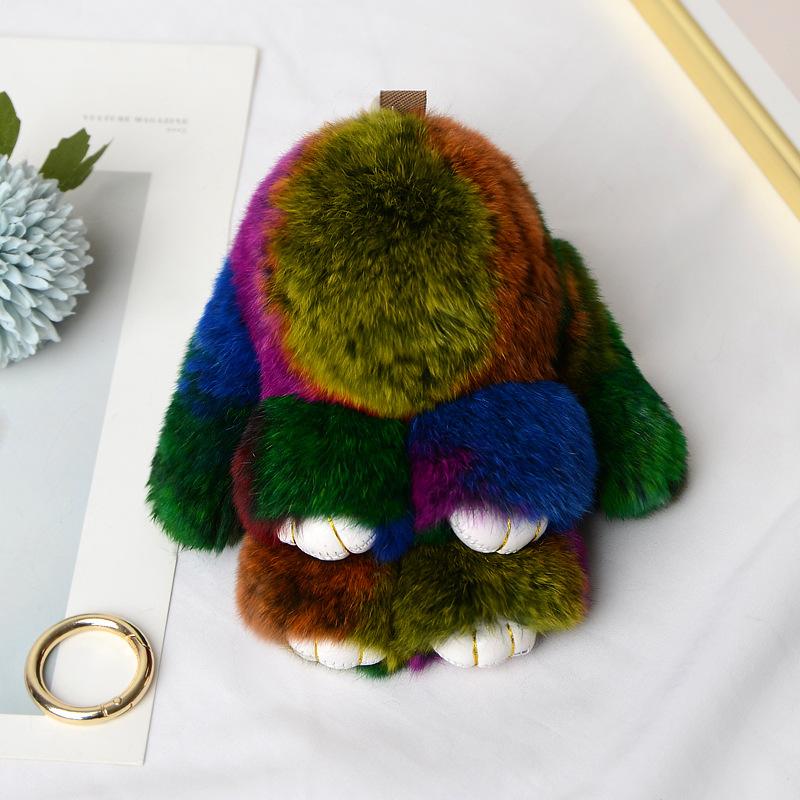 13CM Mini Frost Rabbit Women Cute Plush Fur Pompom Bunny Key Chains On Bags Car Trinket Wedding Party Toys Gift Bag Charm