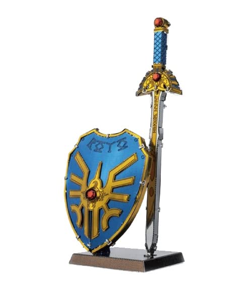 Tenyo Metallic Nano Puzzle Dragon Sword of Roto Shield of Roto Stainless No Glue Laser 3D Model Quest & EP-5-065, Steel, Required, 0.2m Thickness,