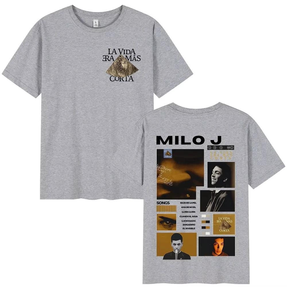Rapper Milo J La Vida Era Mas Corta Album TShirt Unisex Hip Hop Cotton Short Sleeve TShirt Streetwear Women And Men Tshirts