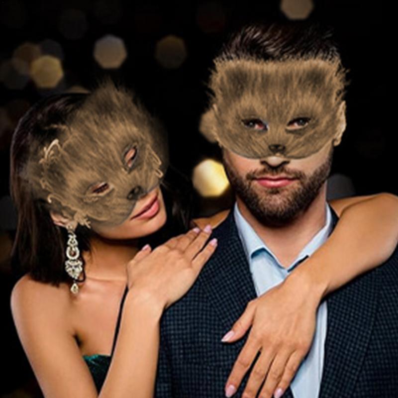 Maska karnawałowa zwierzęca na twarz z ogonem i rękawiczkami maska na Halloween na maskaradę, karnawał i występy sceniczne