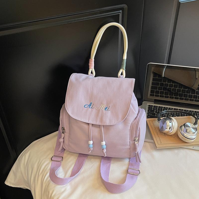 

Легкий рюкзак в студенческом стиле, женский новый литературный с вышивкой букв, простой портативный рюкзак, тренд розовый