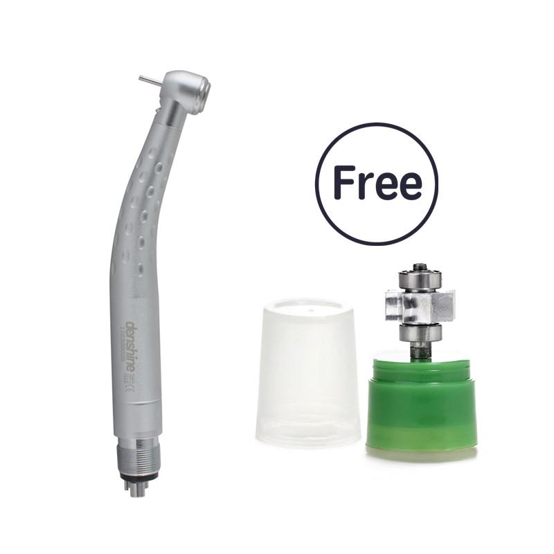 

Высокоскоростной светодиодный наконечник с овальной ручкой, кнопка, 3 распылителя воды, 4 отверстия + стоматологический картридж с воздушной турбиной серебряный