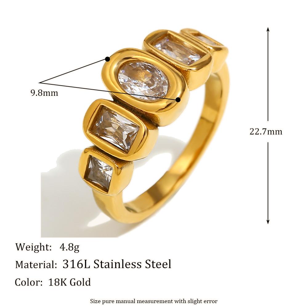 

E.B.belle High Quality Geometric Clear Zircon Ring Classic Style18k Gold Plated Popular Jewelry Charm Hypoallergenic 8 золотий