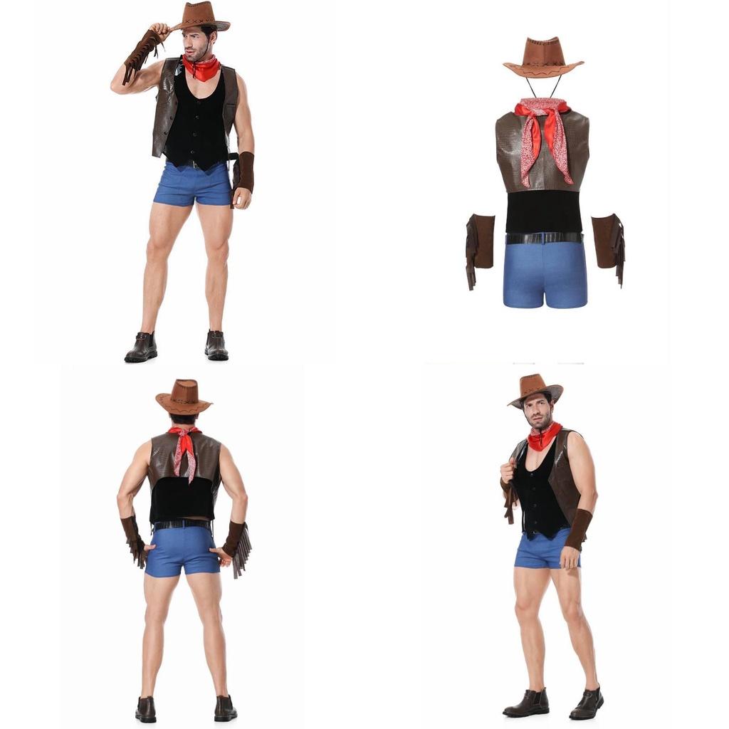 Přání Nový Halloween Západní Kovboj Pánský Kostým pro Dospělé Cosplay Barová Párty Role-playing Kostým [m Xl]