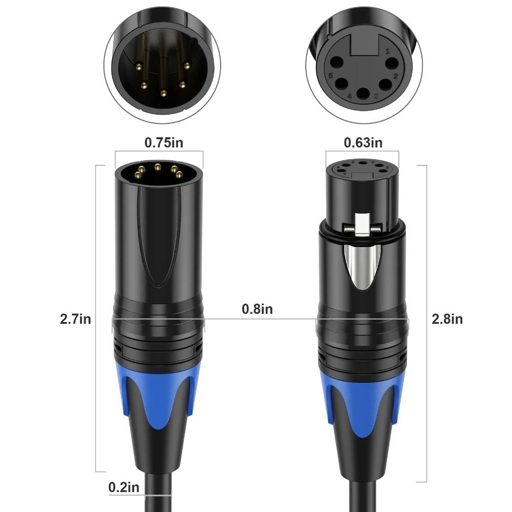 30cm XLR Audio Adapter Cable 3Pin Male to 5Pin Female & 3Pin Female to 5Pin Male Balanced Signal Cord For Microphone DMX Stage Light Audio Equipment