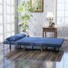 2-Seater Sofa Bed Linen-Type Upholstered with Backrest Adjustable In 5 Positions and 2 Pillows 120x75x85 Cm Dark Blue