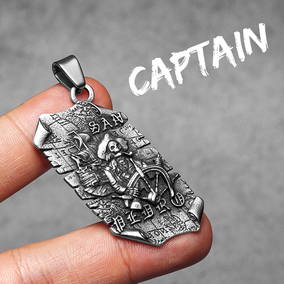 Pirate Captain San Pedro Men Necklaces Stainless Steel Pendant Chain Women Fashion Jewelry Punk New Accessories Gifts