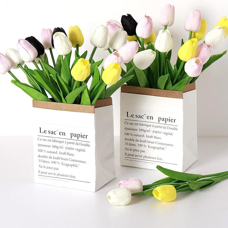 3/5 Stück Künstliche Tulpen Blumenstrauß 29cm Schaumstoff Kunstblumen Garten Hochzeitsdekoration für Heimdeko Vase Blumenarrangement