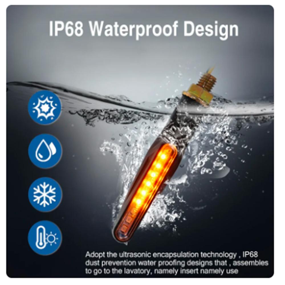 Super Bright 4PCS Motorcycle Indicators Flowing LED Turn Signal Lights 12V for Motorbike Scooter Quad Cruiser Off Road, Amber Yellow