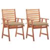 VidaXL Set of 2 Outdoor Dining Chairs with Cushions, Patio Seats, Dining Room Chairs, Patio Furniture 3064338