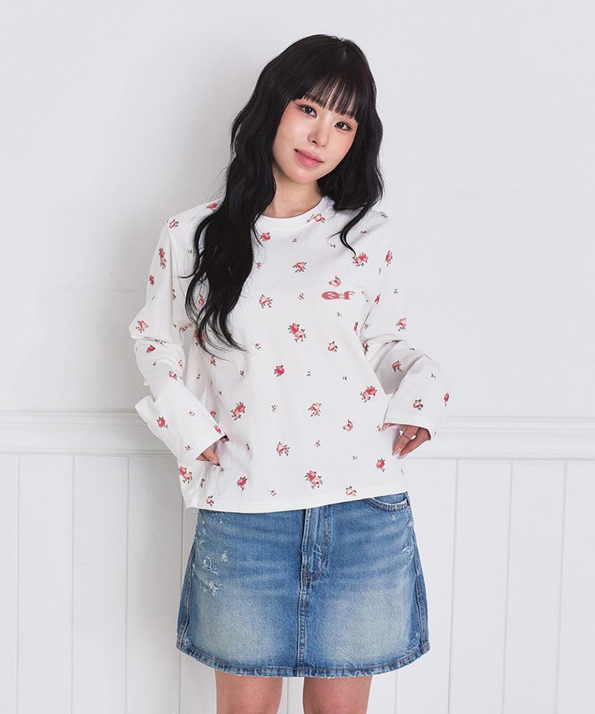 ESCAPEFROM Soft Rose Full Print Standard Fit Long Sleeve Ivory