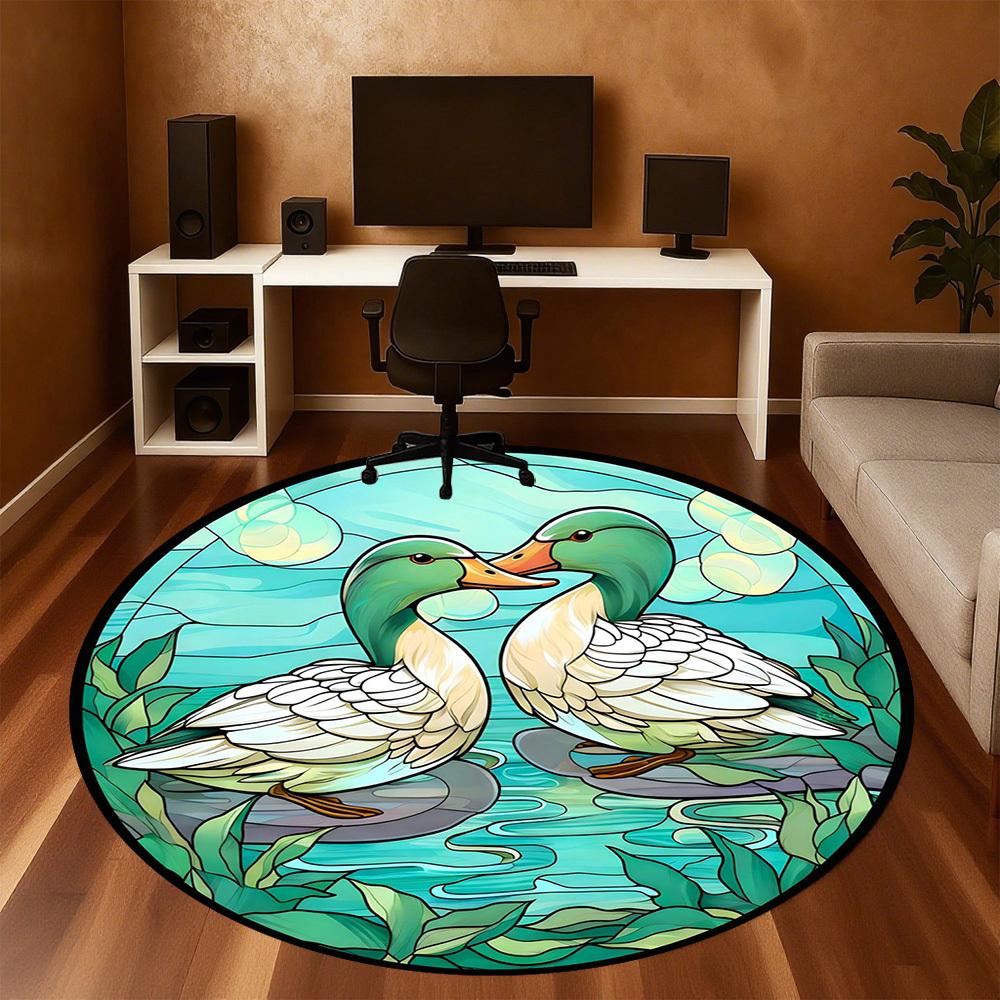 1pc Ducks Pond Round Chair Mat Office Area Rug - Non-Slip, Floor Mat for Office, Bedroom, Ideal Home Decor Gift C0112138