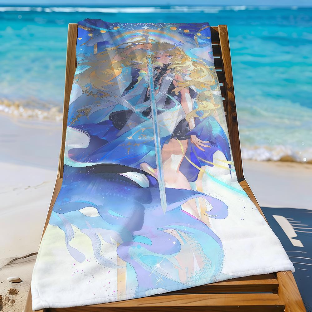Fleurdelys Cartethyia Wuthering Waves Towel Sports Quick Dry Travel Camping Gear Sandproof Soft Light Large Beach Towel