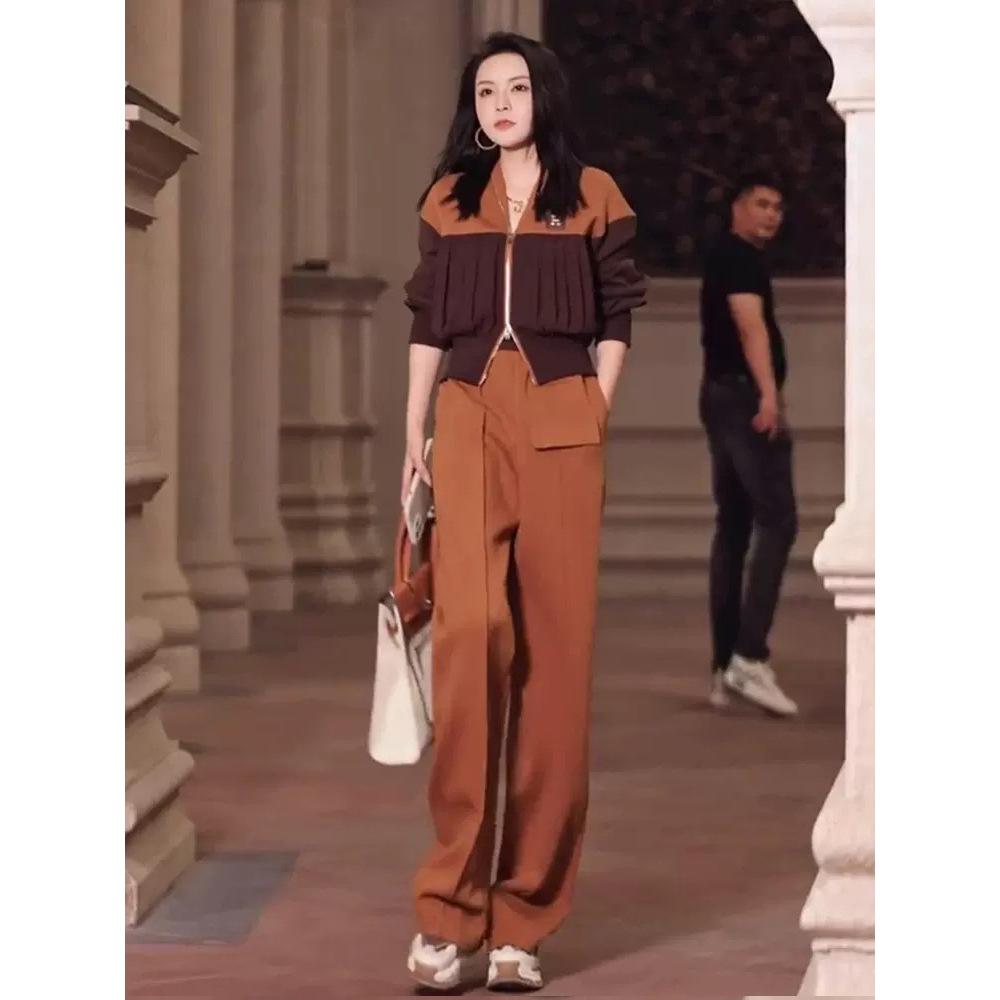 European Women's Tracksuit: Autumn 2025 Street Style Patchwork Sweatshirt Two-Piece Set